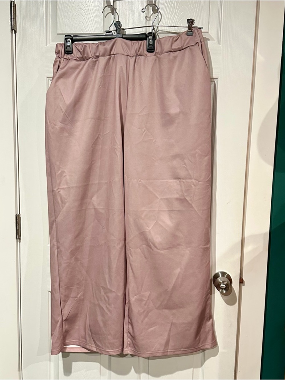 Emery Rose Blush Pink Wide-Leg Satin Pants 4X
